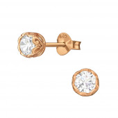 Cercei argint placati cu aur roz cu pietre 5 mm DiAmanti DIA39523 (Argint 925‰ 0,6 g.)